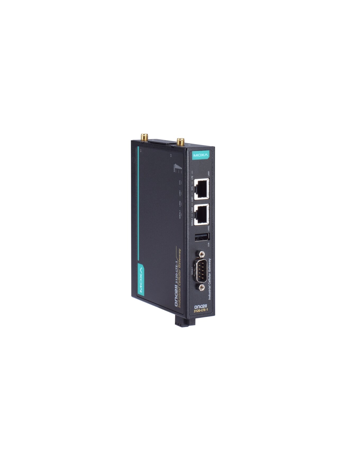 Moxa (OnCell 3120-LTE-1-EU) Industrial LTE Cat. 1 cellular gateway, B1/B3/B7/B8/B20/B28A, 1 RS-232/422/485 serial port, 2 10/100BaseT(X) RJ45 ports, 0 to 55°C operating temperature 2 Moxa (OnCell 3120-LTE-1-EU) Industrial LTE Cat. 1 cellular gateway, B1/B3/B7/B8/B20/B28A, 1 RS-232/422/485 serial port, 2 10/100BaseT(X) RJ45 ports, 0 to 55°C operating temperature 2