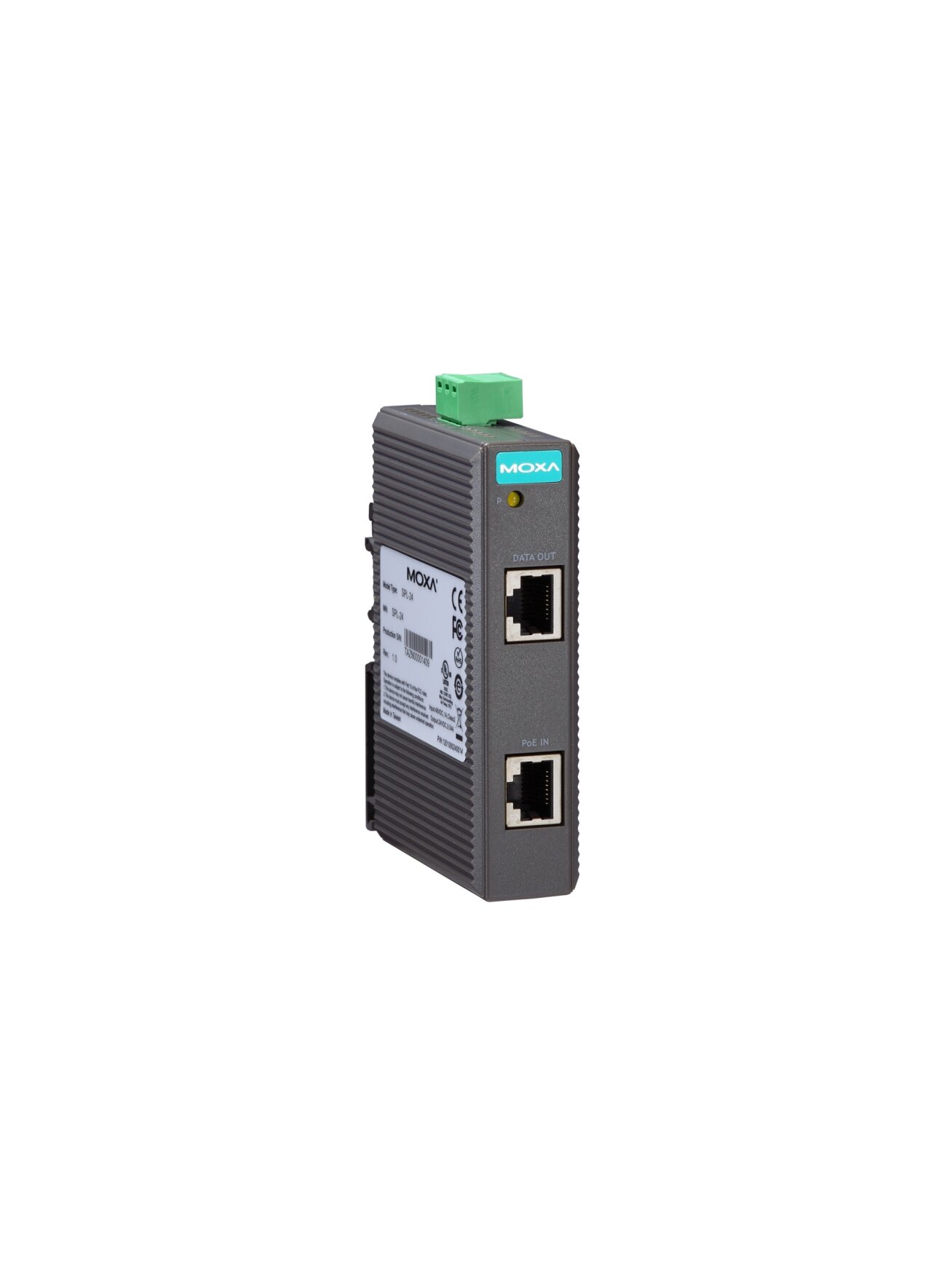 Moxa (SPL-24-T) PoE splitter with maximum output of 12.95 W at 24 VDC, -40 to 75°C operating temperature 2
