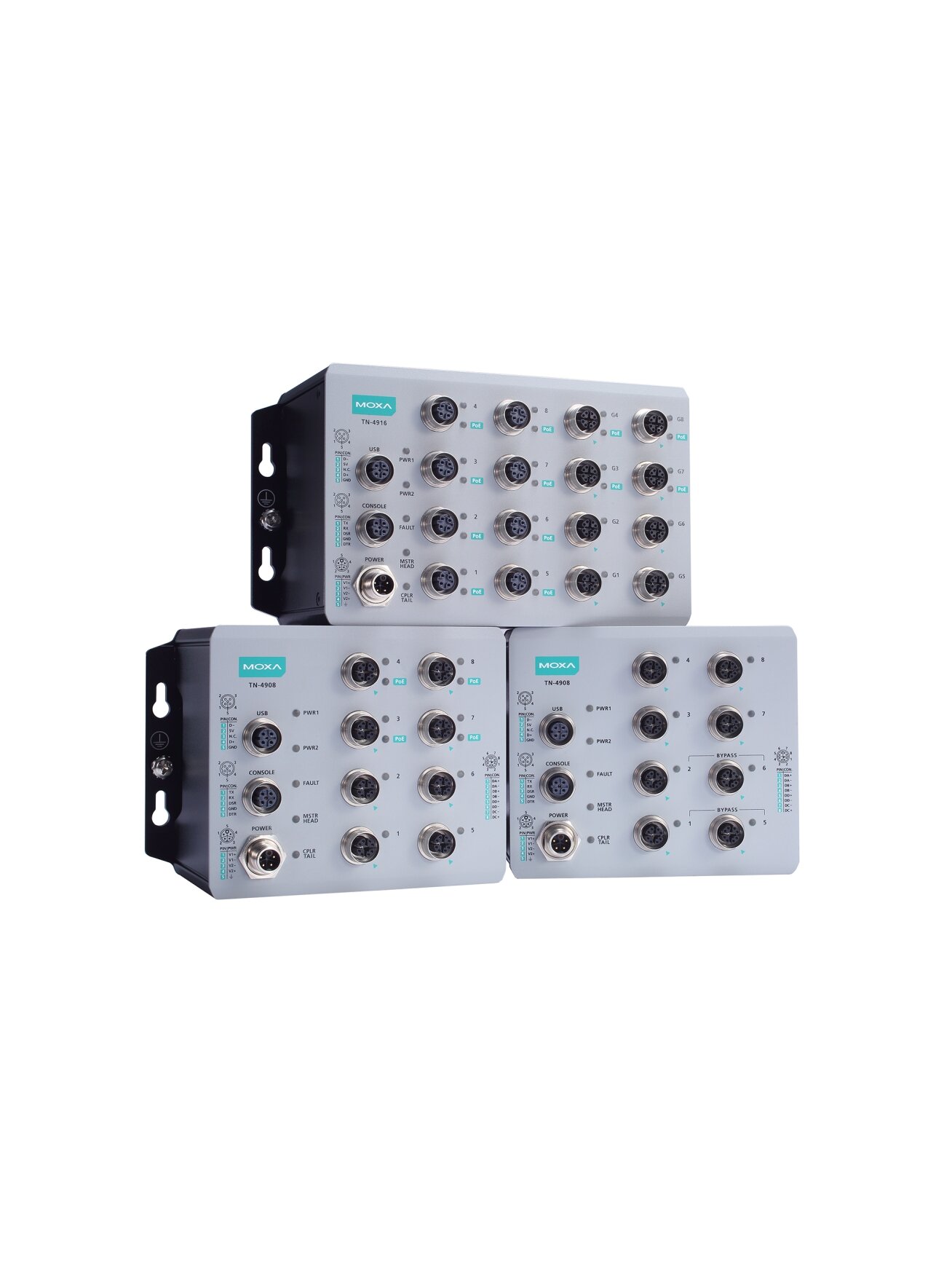 Moxa (TN-4908-WV-CT-T) Industrial secure router with 8 Fast Ethernet ports, 24 to 110 VDC power input, IP40, -40 to 70°C operating temperature, conformal coating 2