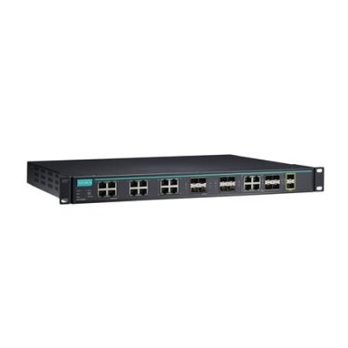 Moxa (ICS-G7826A-20GSFP-2XG-HV-HV-T) 3 lygmens visi prievadai Gigabit, valdomas Ethernet komutatorius, komplektacija: 20 100/1000BaseSFP lizdai, 4 10/100/1000BaseT(X) arba 100/1000BaseSFP lizdas kombinuoti prievadai, 2 10GbE SFP+ lizdai, 2 galvaniškai ats Moxa (ICS-G7826A-20GSFP-2XG-HV-HV-T) 3 lygmens visi prievadai Gigabit, valdomas Ethernet komutatorius, komplektacija: 20 100/1000BaseSFP lizdai, 4 10/100/1000BaseT(X) arba 100/1000BaseSFP lizdas kombinuoti prievadai, 2 10GbE SFP+ lizdai, 2 galvaniškai ats