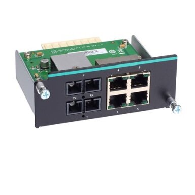 Moxa (IM-6700A-2SSC4TX) Fast Ethernet modulis, komplektacija: 2 vienamodis 100BaseFX prievadai su SC jungtis, 4 10/100BaseT(X) prievadai Moxa (IM-6700A-2SSC4TX) Fast Ethernet modulis, komplektacija: 2 vienamodis 100BaseFX prievadai su SC jungtis, 4 10/100BaseT(X) prievadai