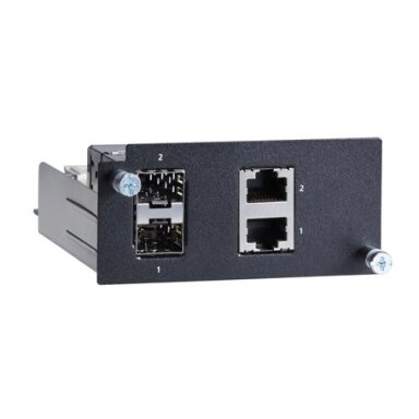 Moxa (PM-7500-2GTXSFP) Gigabit Ethernet modulis, komplektacija: 2 100/1000BaseSFP lizdai arba 2 100/1000BaseT(X) prievadai, atitinka su IEC 61850-3, Darbinė temperatūra: -40...85 °C Moxa (PM-7500-2GTXSFP) Gigabit Ethernet modulis, komplektacija: 2 100/1000BaseSFP lizdai arba 2 100/1000BaseT(X) prievadai, atitinka su IEC 61850-3, Darbinė temperatūra: -40...85 °C