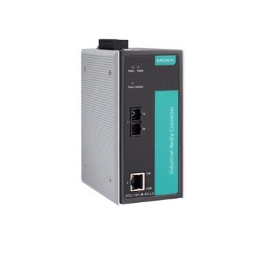 Moxa (PTC-101-M-SC-LV) pramoninis 10/100BaseT(X) į 100BaseFX medijos keitiklis, daugiamodis su SC jungtis, dvigubas rezervinis maitinimas įėjimai (20...70 VDC), Darbinė temperatūra: -40...85 °C Moxa (PTC-101-M-SC-LV) pramoninis 10/100BaseT(X) į 100BaseFX medijos keitiklis, daugiamodis su SC jungtis, dvigubas rezervinis maitinimas įėjimai (20...70 VDC), Darbinė temperatūra: -40...85 °C
