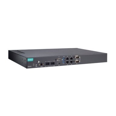 Moxa (RKP-C110-C1-T) Montuojamas į spintą 1U kompiuteris, komplektacija: Intel® Celeron® 6305E procesorius, 4 LAN prievadai, 2 nuosekliojo ryšio prievadai, 8 skaitmeniniai įėjimai (DI), 8 skaitmeniniai išėjimai (DO), 3 USB 3.0 prievadai, 1 VGA prievadas,