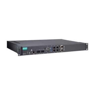Moxa (RKP-C110-C3-8C-T) Montuojamas į spintą 1U kompiuteris, komplektacija: Intel® Core™ i3-1115G4E procesorius, 4 LAN prievadai, 10 nuosekliojo ryšio prievadai, 8 skaitmeniniai įėjimai (DI), 8 skaitmeniniai išėjimai (DO), 3 USB 3.0 prievadai, 1 VGA priev