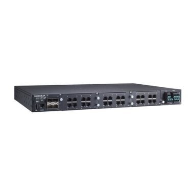 Moxa (RKS-G4028-4GS-2HV-T) 2 lygmens modulinis valdomas Ethernet komutatorius, komplektacija: 4 100/1000BaseSFP prievadai, 3 lizdai Ethernet moduliams, 2 galvaniškai atskirti maitinimo šaltiniai (110/220 VAC/VDC), Darbinė temperatūra: -40...75 °C Moxa (RKS-G4028-4GS-2HV-T) 2 lygmens modulinis valdomas Ethernet komutatorius, komplektacija: 4 100/1000BaseSFP prievadai, 3 lizdai Ethernet moduliams, 2 galvaniškai atskirti maitinimo šaltiniai (110/220 VAC/VDC), Darbinė temperatūra: -40...75 °C