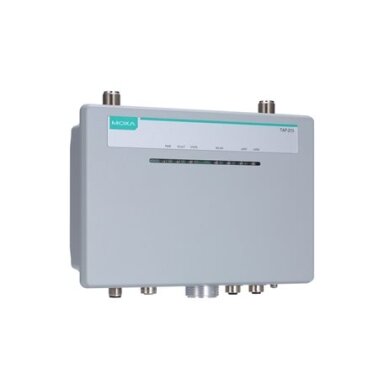 Moxa (TAP-213-JP-CT-T) Wi-Fi 4 (802.11n) traukinyje montuojamas lauko traukinio ir antžeminės infrastruktūros ryšio su vienu radijo moduliu belaidis prieigos taškas / klientas, M12 jungtys, IP68, JP dažnių juosta, Darbinė temperatūra: -40...75 °C, apsaugi