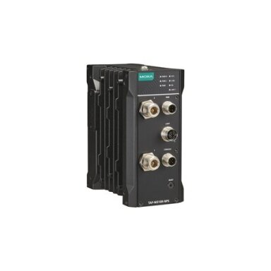 Moxa (TAP-M310R-NPS-1R-US-CT-T) Wi-Fi 6 (802.11ax) traukinyje montuojamas belaidis prieigos taškas / klientas su vienu radijo ryšio modulis, no maitinimas skirstytuvai, vienas M12 A kodavimo 24 VDC įėjimas, US dažnių juosta, Darbinė temperatūra: -40...75