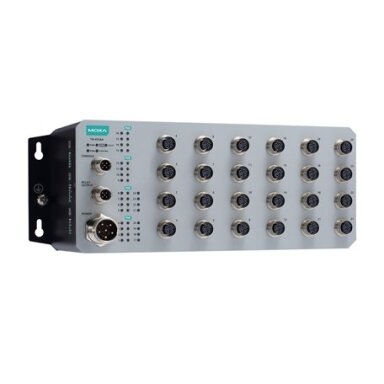 Moxa (TN-4524A-16PoE-WV-T) 16 PoE 10/100BaseT(X) prievadai, komplektacija: M12 jungtis, 8 10/100BaseT(X) prievadai, komplektacija: M12 jungtis, 1 (dvigubas įėjimas) 24...110 VDC maitinimo šaltinis, Darbinė temperatūra: -40...75 °C Moxa (TN-4524A-16PoE-WV-T) 16 PoE 10/100BaseT(X) prievadai, komplektacija: M12 jungtis, 8 10/100BaseT(X) prievadai, komplektacija: M12 jungtis, 1 (dvigubas įėjimas) 24...110 VDC maitinimo šaltinis, Darbinė temperatūra: -40...75 °C