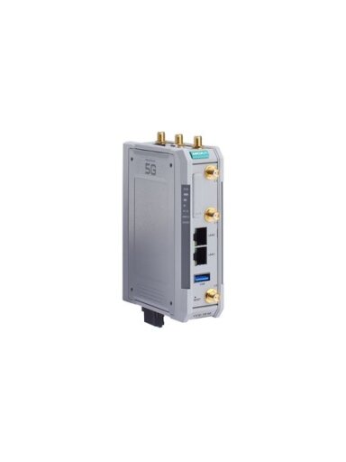 Moxa (CCG-1510-T) Industrial private 5G cellular gateway, n1/n3/n28/n41/n48/n77/n78 bands, 2 10/100/1000BaseT(X) RJ45 ports, IP30, -40 to 70°C operating temperature