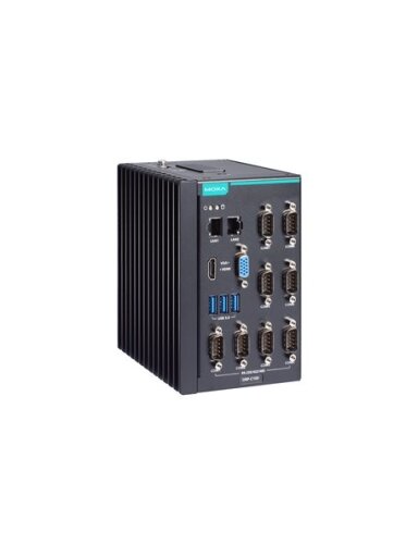 Moxa (DRP-C100-C5-6C-T) DIN-rail computer with Intel® Core™ i5-1145G7E processor, 2 LAN ports, 8 serial ports, 3 USB 3.0 ports, 1 VGA port, 1 HDMI port, 1 CFast slot, 1 SD slot, 12/24 VDC power input, -30 to 60°C operating temperature