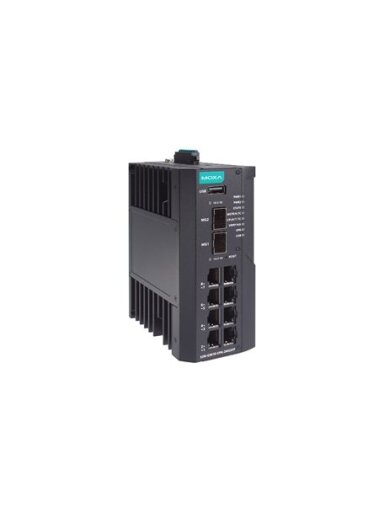 Moxa (EDR-G9010-VPN-2MGSFP-HV-T) 8 GbE copper + 2 GbE SFP multiport industrial secure router with Firewall/NAT/VPN, 120/220 VDC/VAC input voltage, -40 to 75°C operating temperature