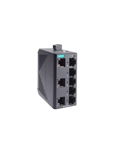 Moxa (EDS-2008-ELP) Unmanaged Fast Ethernet switch with 8 10/100BaseT(X) ports, 12/24/48 power input, plastic housing, -10 to 60°C operating temperature