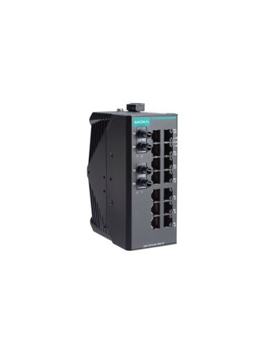Moxa (EDS-2016-ML-MM-ST) Unmanaged Ethernet switch with 14 10/100BaseT(X) ports, 2 100BaseFX multi-mode ports with ST connectors, -10 to 60°C operating temperature