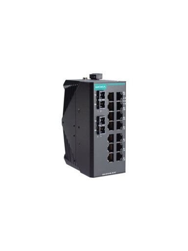 Moxa (EDS-2016-ML-SS-SC) Unmanaged Ethernet switch with 14 10/100BaseT(X) ports, 2 100BaseFX single-mode ports with SC connectors, -10 to 60°C operating temperature