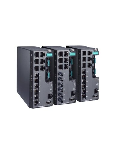 Moxa (EDS-4009-3MSC-HV) Managed Ethernet switch with 6 10/100BaseT(X) ports, 3 100BaseFX multi-mode ports with SC connectors, single power supply 110/220 VAC/VDC, -10 to 60°C operating temperature