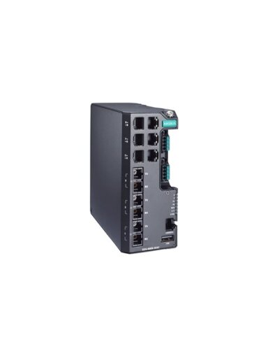 Moxa (EDS-4009-3SSC-LV) Managed Ethernet switch with 6 10/100BaseT(X) ports, 3 100BaseFX single-mode ports with SC connectors, dual power supply 12/24/48 VDC, -10 to 60°C operating temperature
