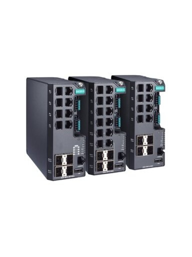 Moxa (EDS-4012-4GC-HV-T) Managed Ethernet switch with 8 10/100BaseT(X) ports, 4 10/100/1000BaseT(X) or 100/1000BaseSFP ports, single power supply, 110/220 VAC/VDC, -40 to 75°C operating temperature