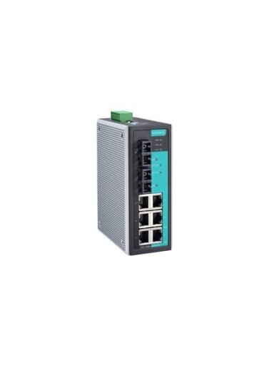 Moxa (EDS-408A-MM-SC-T) Entry-level managed Ethernet switch with 6 10/100BaseT(X) ports, 2 100BaseFX multi-mode ports with SC connectors, -40 to 75°C operating temperature