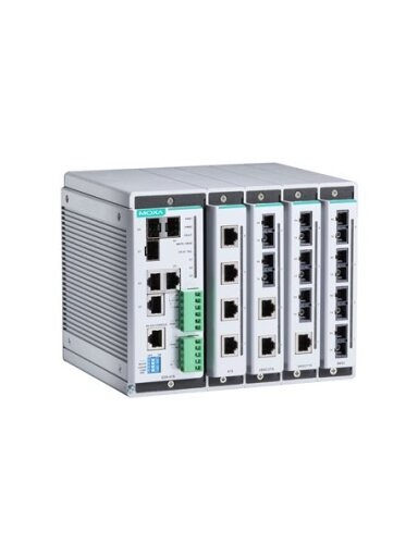 Moxa (EDS-619-T) Compact managed Ethernet switch system with 3 10/100/1000BaseT(X) or 100/1000BaseSFP slot combo ports,4 slots for 4-port Fast Ethernet interface modules, for a total of up to 19 ports, -40 to 75°C operating temperature