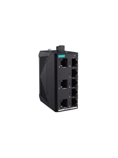 Moxa (EDS-G2008-EL-T) Unmanaged full Gigabit Ethernet switch with 8 10/100/1000 BaseT(X) ports, 12/24/48 power input, metal housing, -40 to 75°C operating temperature
