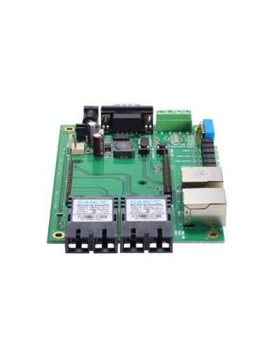 Moxa (EOM-104-FO Evaluation Kit) Evaluation kit with an EOM-104-FO switch module and evaluation board with 2 10/100BaseT(X) ports, 2 100BaseFX multi-mode ports with SC connector for testing and application development