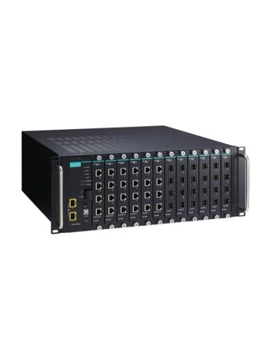 Moxa (ICS-G7750A-2XG-HV-HV) Full Gigabit modular managed Ethernet switch system with 2 10GbE SFP+ slots, 12 slots for 4-port Gigabit Ethernet interface modules, 2 isolated power supplies (85 to 264 VAC), for a total of up to 48G + 2 10GbE ports, -10 to 60