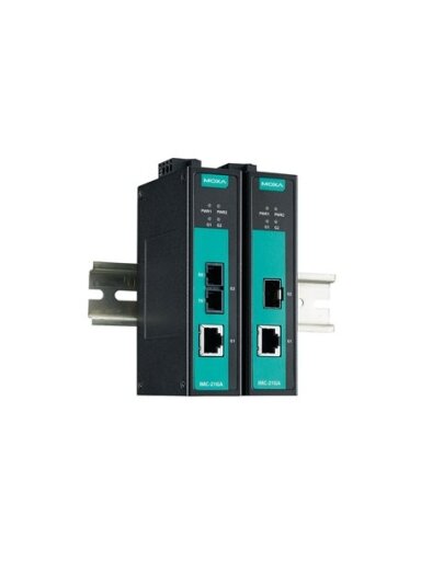 Moxa (IMC-21GA-SX-SC-T) Industrial 10/100/1000BaseT(X) to 100/1000Base SC media converter, 0.5 km, -40 to 75°C operating temperature