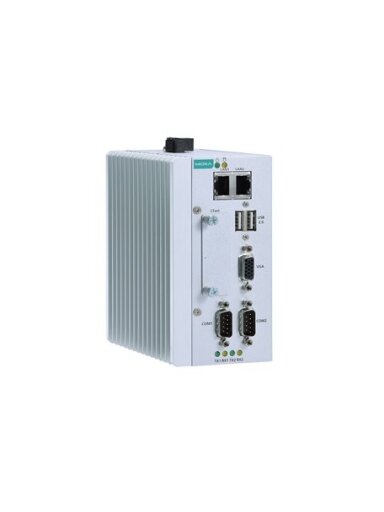 Moxa (MC-1112-E2-T) x86 embedded computer with Intel Atom® dual-core E3826 processor, 4 GB RAM, 1 VGA port, 2 USB ports, 2 Gigabit Ethernet ports, 2 serial ports, 1 CFast socket, 12 to 36 VDC power, -40 to 70°C operating temperature