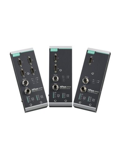 Moxa (NPort 5250AI-M12) 2-port RS-232/422/485 device server, 1 10/100BaseT(X) port with M12 connector, M12 power input, -25 to 55°C operating temperature