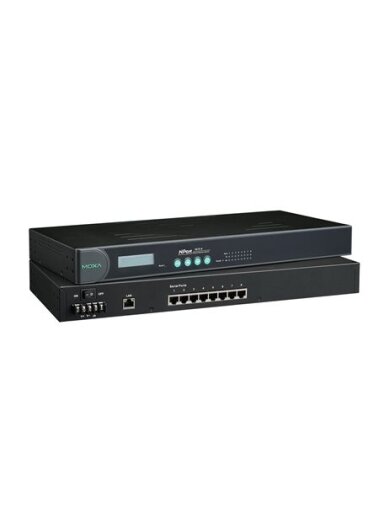 Moxa (NPort 5610-8-48V) 8-port RS-232 rackmount device server with RJ45 connectors and 48 VDC power input