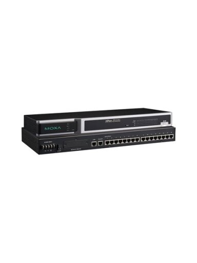 Moxa (NPort 6650-16-HV-T) 16-port RS-232/422/485 to Ethernet secure terminal server, 88 to 300 VDC power input, -40 to 85°C operating temperature