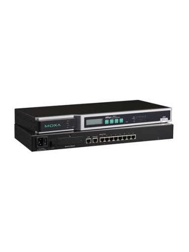 Moxa (NPort 6650-8-T) 8-port RS-232/422/485 to Ethernet secure terminal server, -40 to 75°C operating temperature, 100 to 240 VAC input