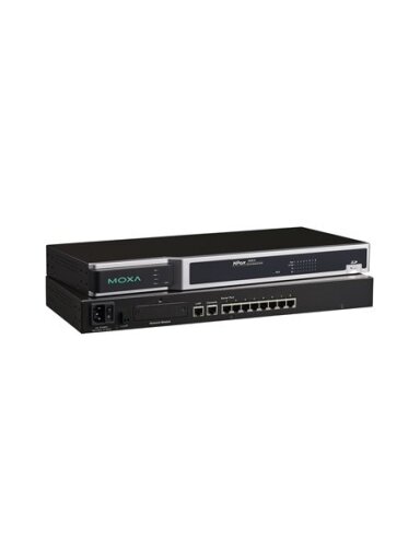 Moxa (NPort 6650-8-T) 8-port RS-232/422/485 to Ethernet secure terminal server, -40 to 75°C operating temperature, 100 to 240 VAC input