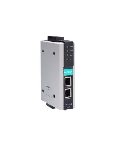 Moxa (NPort IA-5150) 1-port RS-232/422/485 device server with 2 10/100BaseT(X) ports (RJ45 connectors, single IP), 0 to 55°C operating temperature