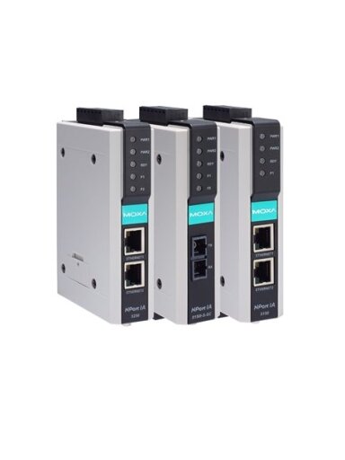 Moxa (NPort IA-5150-M-ST) 1-port RS-232/422/485 device server with 1 100BaseF(X) multi-mode fiber port (ST connectors), 0 to 55°C operating temperature
