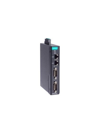 Moxa (NPort IA5250I-G2-T) 2nd Gen 2-port RS-232/422/485 DIN-rail serial device server with 2 RJ45 ports, 2 kV isolation, -40 to 75°C operating temperature