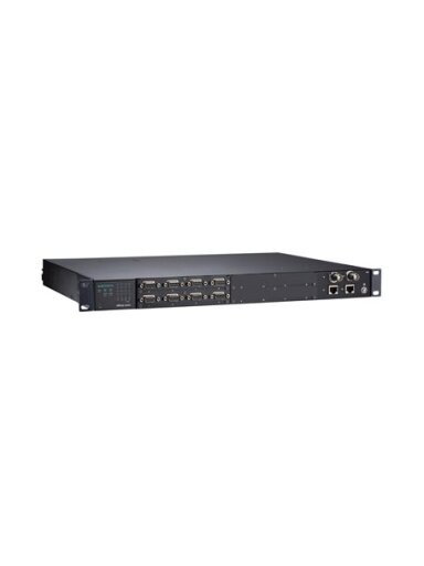Moxa (NPort S9650I-8B-2HV-IRIG-T) 8-port RS-232/422/485 rugged device server with IRIG-B signal output on the serial ports, 2 10/100BaseT(X) ports with IEEE 1588v2 support, 88 to 300 VDC or 85 to 264 VAC, -40 to 85°C operating temperature, with IRIG-B BNC