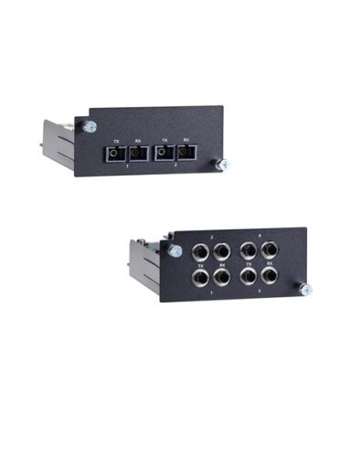 Moxa (PM-7500-4MSC) Fast Ethernet module with 4 100BaseFX multi-mode ports with SC connectors, compliant with IEC 61850-3, -40 to 85°C operating temperature