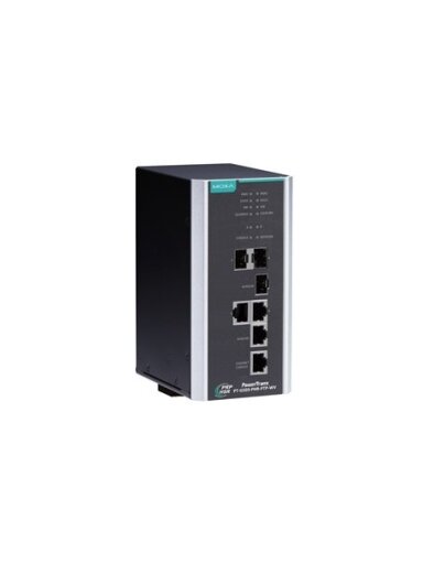 Moxa (PT-G503-PHR-PTP-WV) IEC 61850-3 and IEC 62439-3 full Gigabit managed redundancy box, with 3 10/100/1000BaseT(X) ports or 100/1000Base SFP ports, 1 10/100/1000BaseT(X) Ethernet console port, 1 isolated dual power supply (24/48 VDC), -40 to 85°C opera
