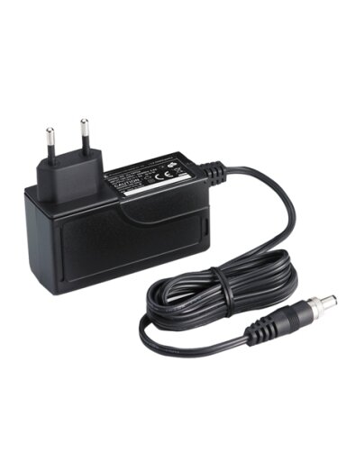 Moxa (PWR-12150-EU-SA-T) Locking barrel plug, 12 VDC, 1.5 A, 100 to 240 VAC, EU plug, -40 to 75°C operating temperature
