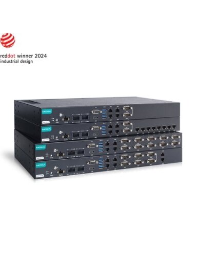 Moxa (RKP-A110-E2-T) Rackmount 1U computer with Intel Atom® x6211E processor, 4 LAN ports, 2 serial ports, 8 DIs, 8 DOs, 3 USB 3.0 ports, 1 VGA port, 1 HDMI port, 2 SSD slots, 12/24 VDC power input, -30 to 60°C operating temperature