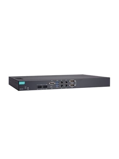 Moxa (RKP-C110-C1-2HV-T) Rackmount 1U computer with Intel® Celeron® 6305E processor, 4 LAN ports, 2 serial ports, 8 DIs, 8 DOs, 3 USB 3.0 ports, 1 VGA port, 1 HDMI port, 2 SSD slots, 100 to 240 VAC/VDC power input, -30 to 60°C operating temperature