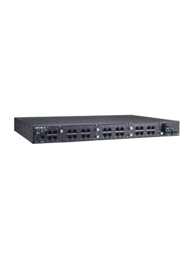 Moxa (RKS-G4028-4GT-LV-T) Layer 2 modular managed Ethernet switch with 4 10/100/1000BaseT(X) ports, 3 slots for Ethernet modules, 1 isolated power supply (24/48 VDC), -40 to 75°C operating temperature