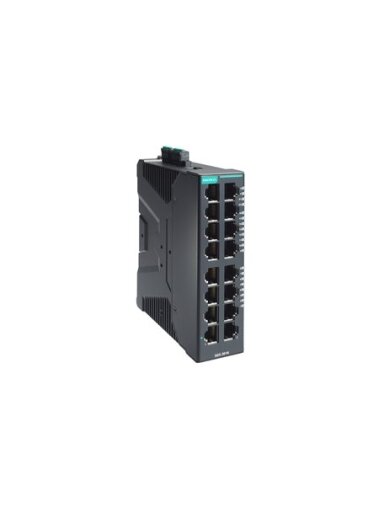 Moxa (SDS-3016) Compact industrial smart Ethernet switch with 16 10/100BaseT(X) ports, dual 12/24/48 VDC power inputs, -10 to 60°C operating temperature