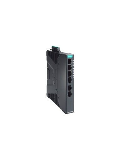 Moxa (SDS-G3006) Compact industrial full Gigabit smart Ethernet switch with 6 10/100/1000BaseT(X) ports, dual 12/24/48 VDC power inputs, -10 to 60°C operating temperature