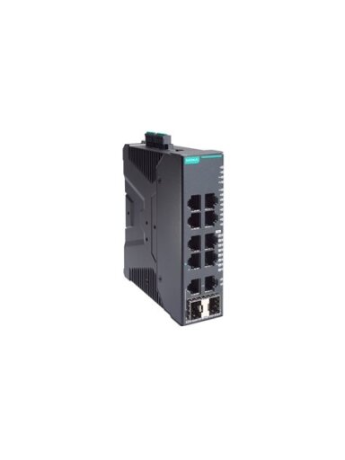 Moxa (SDS-G3010-8PoE-2GTXSFP) Compact industrial full Gigabit smart Ethernet switch with 8 PoE/PoE+ 10/100/1000BaseT(X) ports, 2 10/100/1000BaseT(X) or 100/1000BaseSFP combo ports, dual 12/24/48 VDC power inputs, -10 to 60°C operating temperature