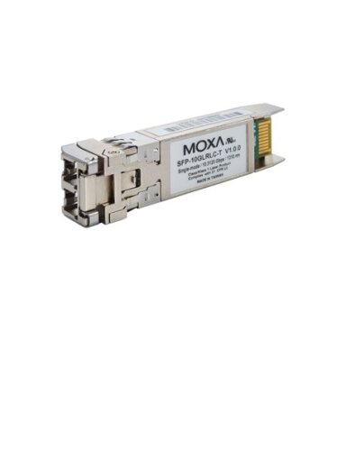 Moxa (SFP-10GLRLC-T) SFP+ module with 1 10GBase-LR port, LC connector for 10 km transmission, -40 to 85°C operating temperature