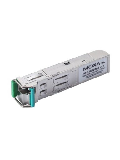 Moxa (SFP-1G40BLC-T) WDM-type (BiDi) SFP module with 1 1000BaseSFP port with LC connector for 40 km transmission; TX 1550 nm, RX 1310 nm, -40 to 85°C operating temperature
