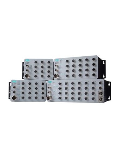 Moxa (TN-4528A-16PoE-4GPoE-WV-CT-T) 16 PoE 10/100BaseT(X) ports with M12 connector, 8 10/100BaseT(X) ports with M12 connector, 4 PoE 10/100/1000BaseT(X) ports with M12 connector, 1 (dual input) 24 to 110 VDC power supply, -40 to 75°C operating temperature